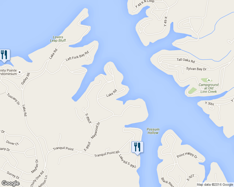 map of restaurants, bars, coffee shops, grocery stores, and more near Lake Road 5-89Uf in Camdenton