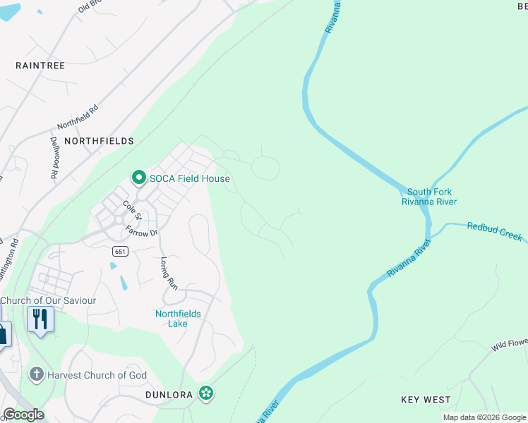 map of restaurants, bars, coffee shops, grocery stores, and more near 1358 Dunlora Farm Road in Charlottesville
