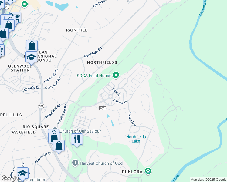 map of restaurants, bars, coffee shops, grocery stores, and more near 825 Belvedere Boulevard in Charlottesville