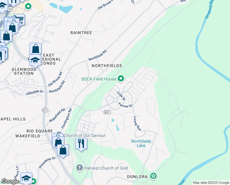 map of restaurants, bars, coffee shops, grocery stores, and more near 815 Cole Street in Charlottesville