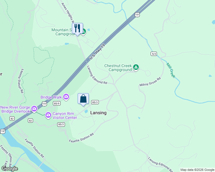 map of restaurants, bars, coffee shops, grocery stores, and more near in Lansing