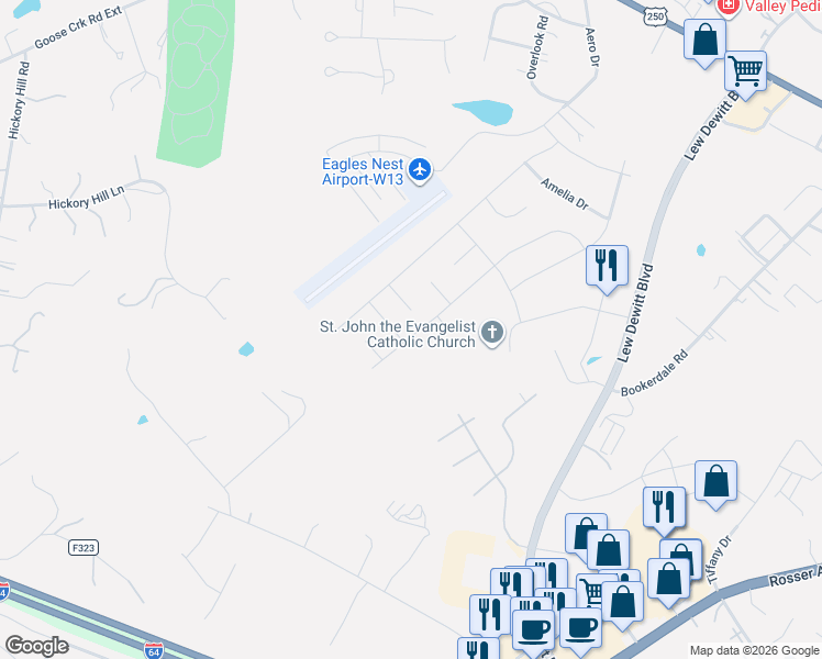 map of restaurants, bars, coffee shops, grocery stores, and more near 249 Aero Drive in Waynesboro