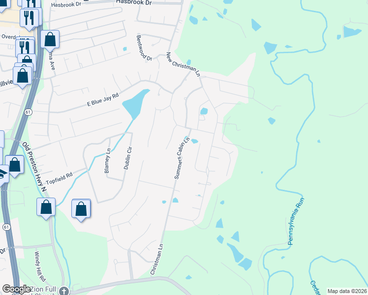 map of restaurants, bars, coffee shops, grocery stores, and more near 178 Summers Cabin Lane in Shepherdsville
