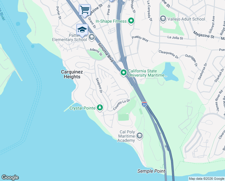 map of restaurants, bars, coffee shops, grocery stores, and more near 142 Ann Court in Vallejo