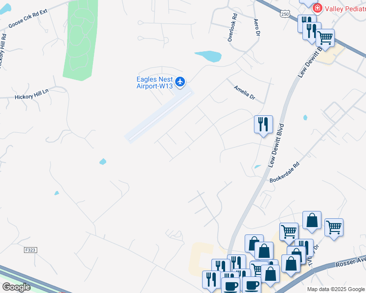 map of restaurants, bars, coffee shops, grocery stores, and more near 165 Langley Drive in Waynesboro
