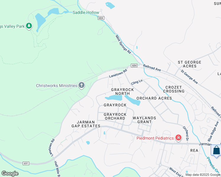 map of restaurants, bars, coffee shops, grocery stores, and more near 2209 Kendall Court in Crozet