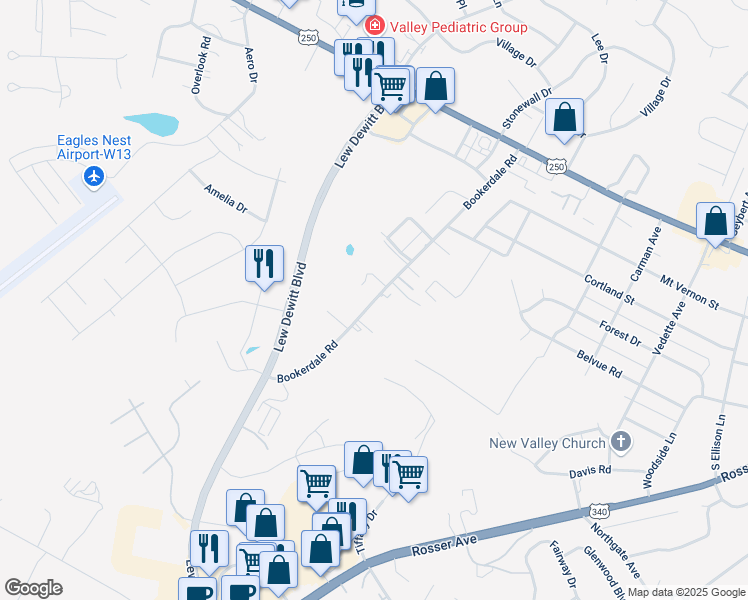map of restaurants, bars, coffee shops, grocery stores, and more near 227 Bookerdale Road in Waynesboro