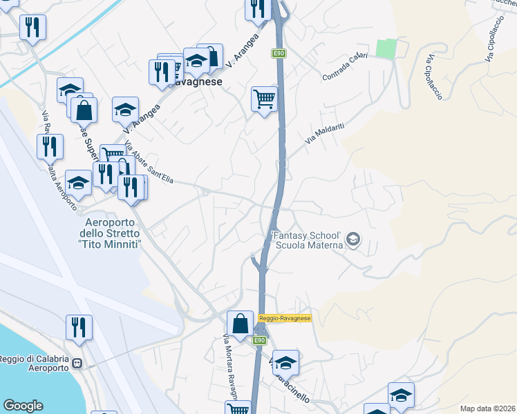 map of restaurants, bars, coffee shops, grocery stores, and more near Via Sant'Abate in Gioia Tauro