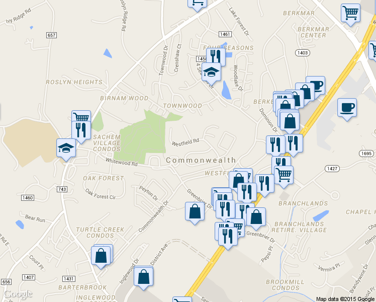 map of restaurants, bars, coffee shops, grocery stores, and more near 328 Minor Ridge Road in Charlottesville