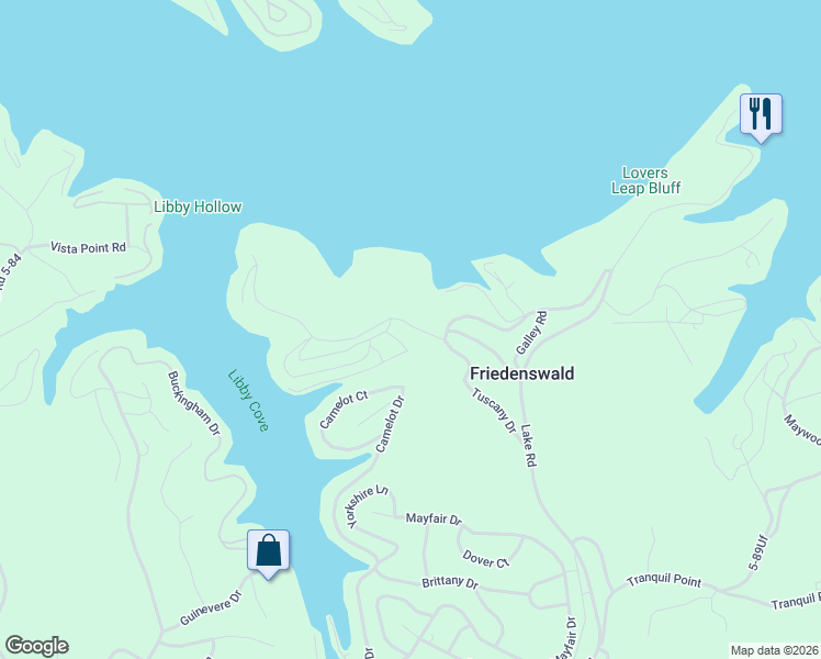 map of restaurants, bars, coffee shops, grocery stores, and more near Camelot Drive in Camdenton