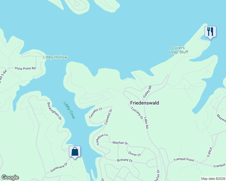 map of restaurants, bars, coffee shops, grocery stores, and more near Camelot Drive in Camdenton