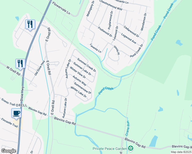 map of restaurants, bars, coffee shops, grocery stores, and more near 6203 Summer Lake Drive in Louisville