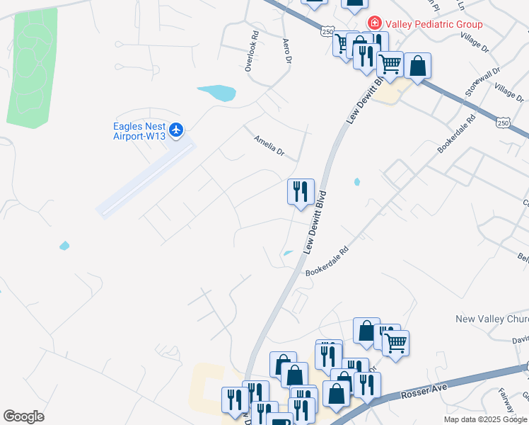 map of restaurants, bars, coffee shops, grocery stores, and more near 136 Boyington Boulevard in Waynesboro
