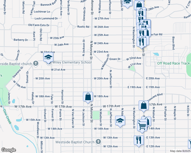 map of restaurants, bars, coffee shops, grocery stores, and more near 408 West 20th Avenue in Hutchinson