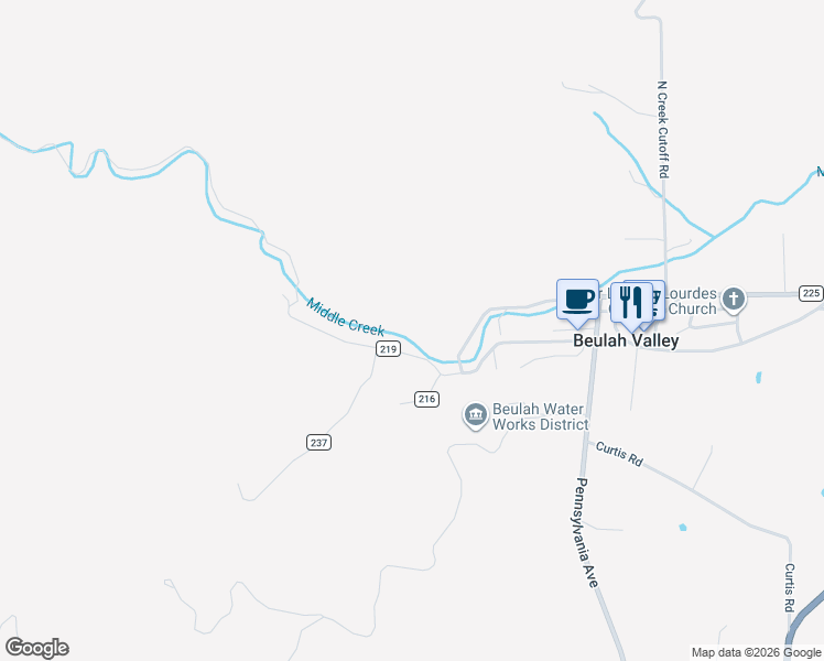 map of restaurants, bars, coffee shops, grocery stores, and more near 9011 Cascade Avenue in Beulah Valley