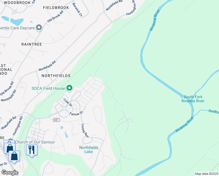 map of restaurants, bars, coffee shops, grocery stores, and more near Fowler Street in Albemarle County