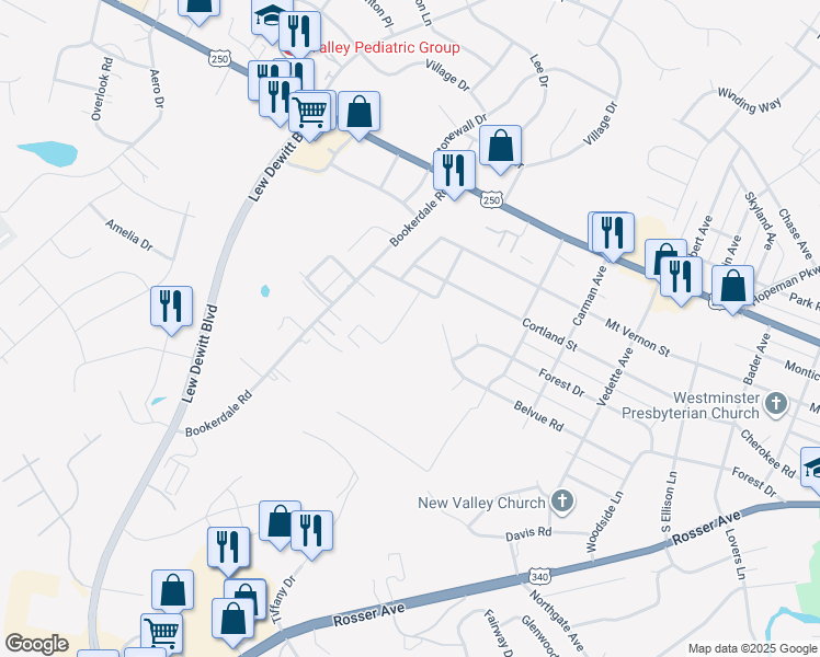 map of restaurants, bars, coffee shops, grocery stores, and more near 210 Parker Heights Road in Waynesboro