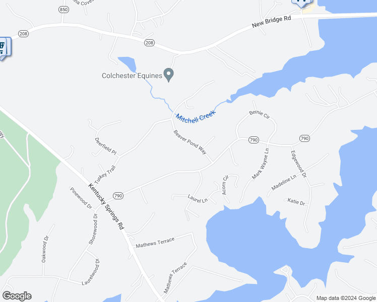 map of restaurants, bars, coffee shops, grocery stores, and more near 115 Beaver Pond Way in Mineral