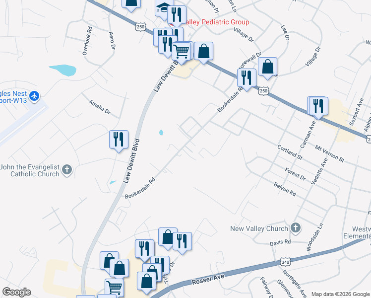 map of restaurants, bars, coffee shops, grocery stores, and more near 240 Bookerdale Road in Waynesboro