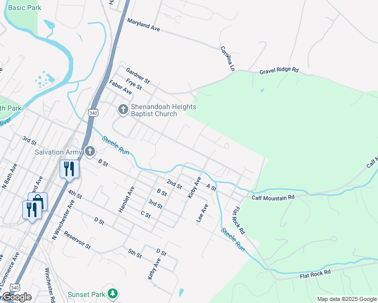 map of restaurants, bars, coffee shops, grocery stores, and more near 1413 Shenandoah Avenue in Waynesboro