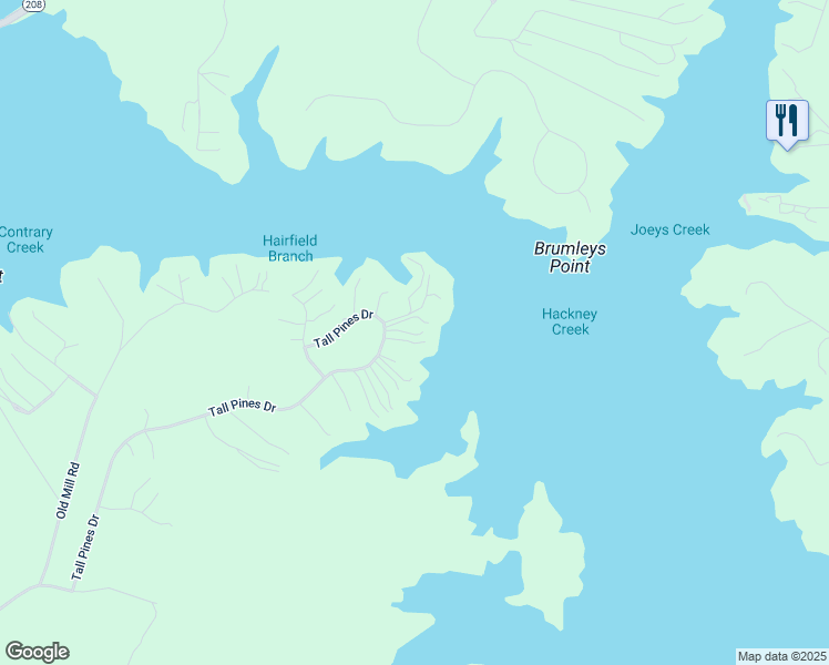 map of restaurants, bars, coffee shops, grocery stores, and more near 974 Tall Pines Drive in Mineral