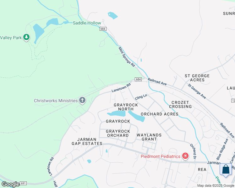 map of restaurants, bars, coffee shops, grocery stores, and more near 2228 Kendall Court in Crozet