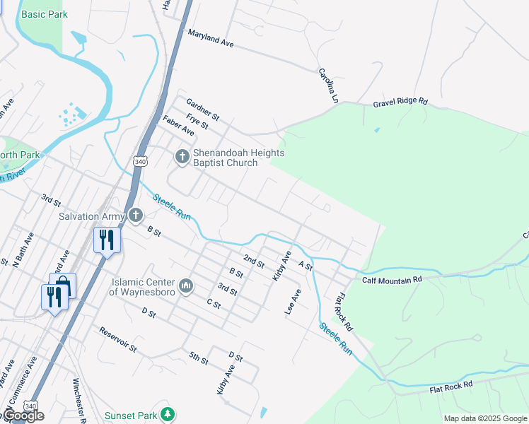 map of restaurants, bars, coffee shops, grocery stores, and more near 1413 Shenandoah Ave in Waynesboro