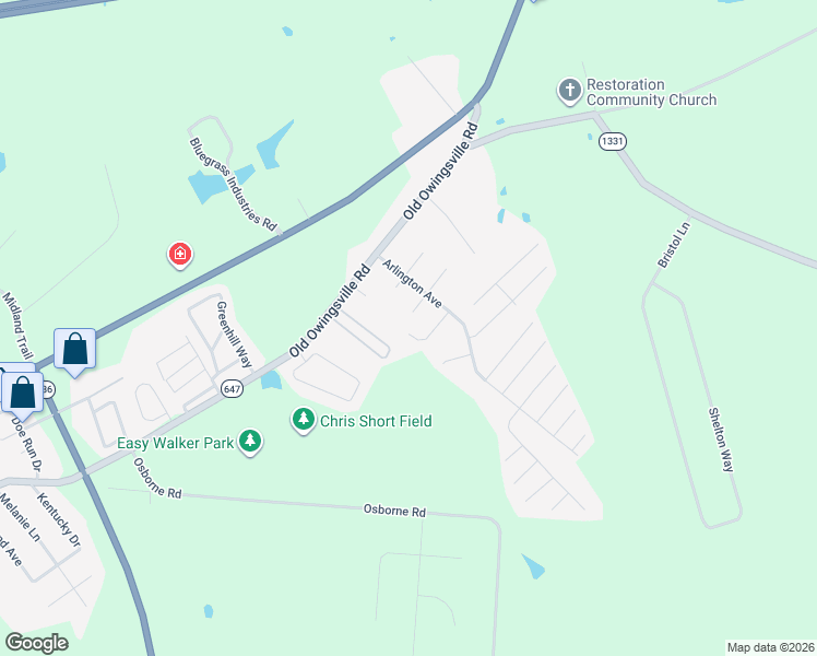 map of restaurants, bars, coffee shops, grocery stores, and more near 1807 Montclair Drive in Mount Sterling