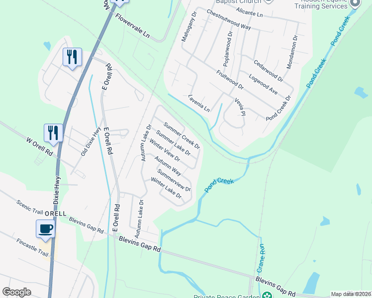 map of restaurants, bars, coffee shops, grocery stores, and more near 6309 Summer Lake Drive in Louisville