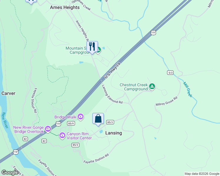map of restaurants, bars, coffee shops, grocery stores, and more near 211 Oscar White Road in Lansing
