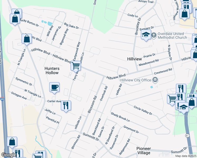 map of restaurants, bars, coffee shops, grocery stores, and more near 12007 Winston Court in Louisville