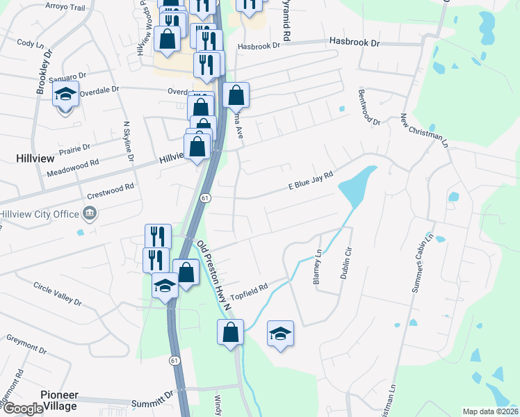 map of restaurants, bars, coffee shops, grocery stores, and more near 100 Dewberry Road in Louisville