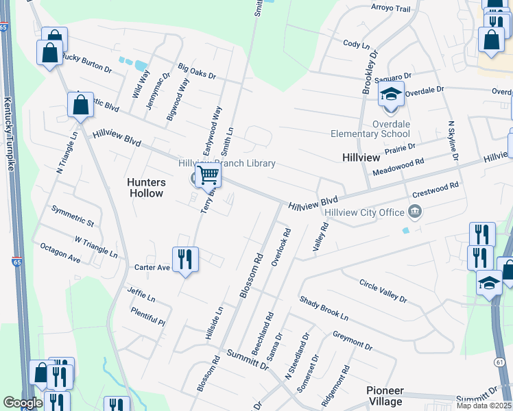 map of restaurants, bars, coffee shops, grocery stores, and more near 295 Winston Court in Louisville