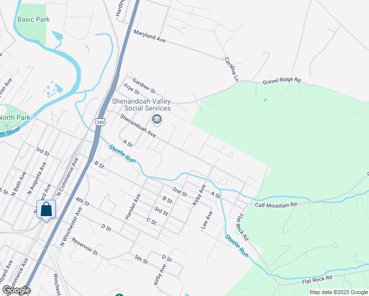 map of restaurants, bars, coffee shops, grocery stores, and more near 1413 Shenandoah Avenue in Waynesboro
