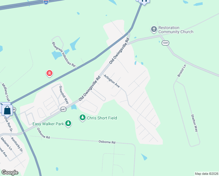 map of restaurants, bars, coffee shops, grocery stores, and more near 1807 Montclair Drive in Mount Sterling
