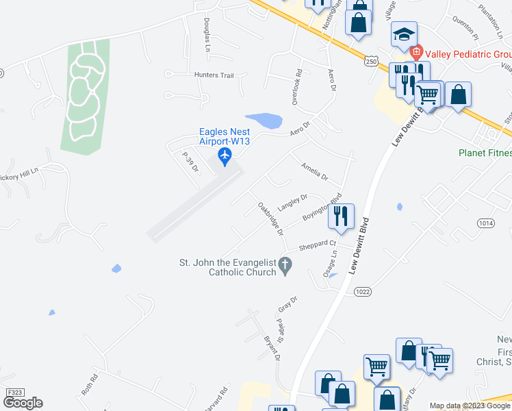 map of restaurants, bars, coffee shops, grocery stores, and more near 13 Sarah Jayne Court in Waynesboro