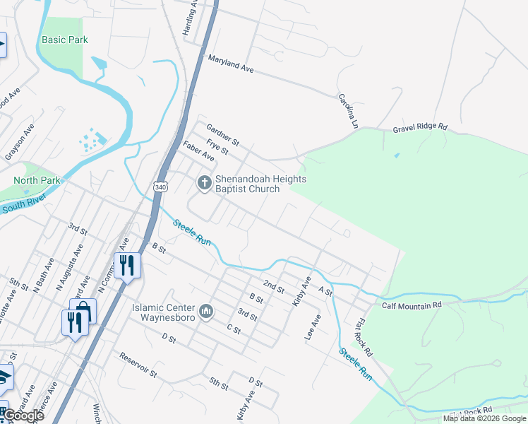 map of restaurants, bars, coffee shops, grocery stores, and more near 6 Hamlet Avenue in Waynesboro