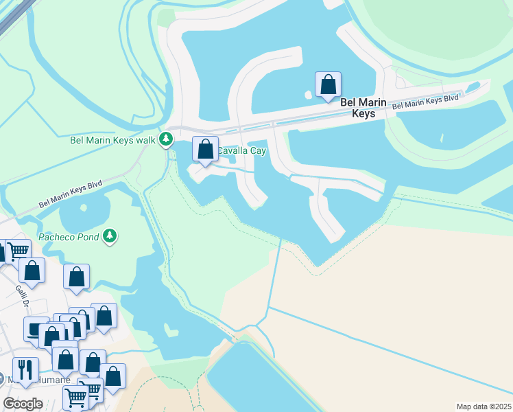 map of restaurants, bars, coffee shops, grocery stores, and more near 7 Caribe Isle in Novato