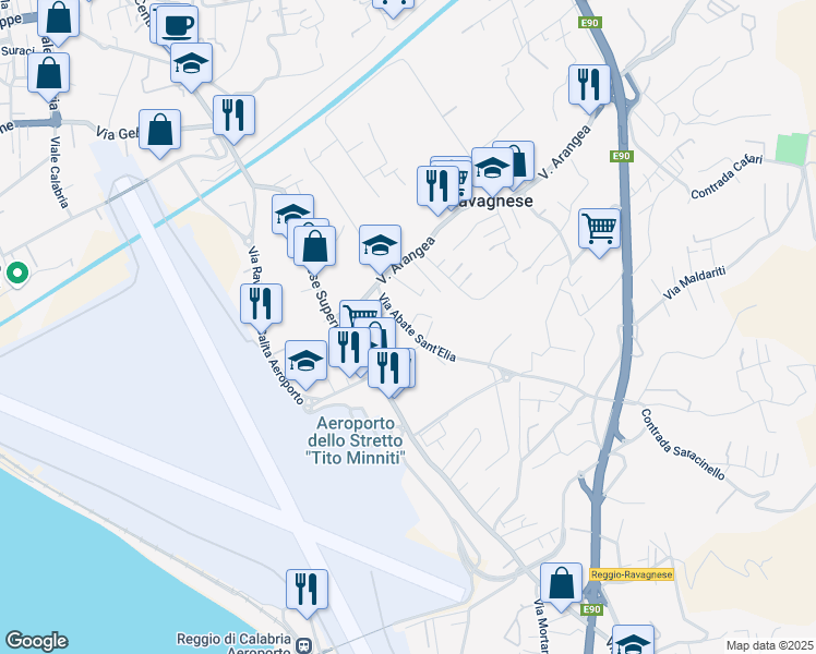 map of restaurants, bars, coffee shops, grocery stores, and more near 18 Via Abate Sant'Elia in Reggio Calabria