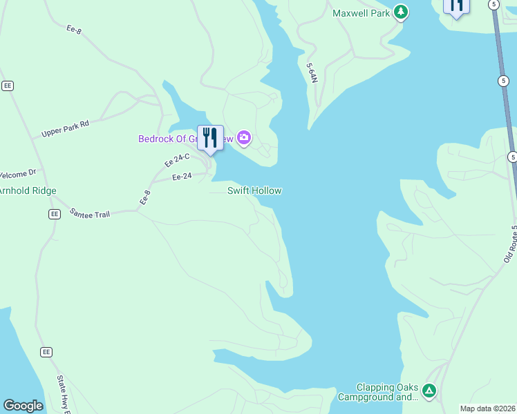 map of restaurants, bars, coffee shops, grocery stores, and more near 301 Flame Dr in Camdenton