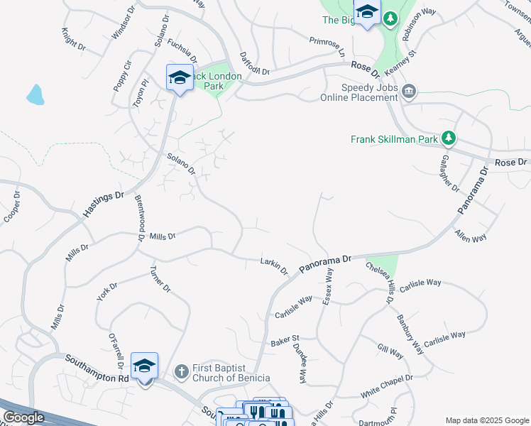 map of restaurants, bars, coffee shops, grocery stores, and more near 403 Gerald Court in Benicia