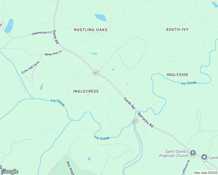 map of restaurants, bars, coffee shops, grocery stores, and more near 1101 Inglecress Drive in Charlottesville