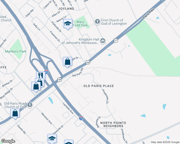 map of restaurants, bars, coffee shops, grocery stores, and more near 149 Strawberry Fields Road in Lexington