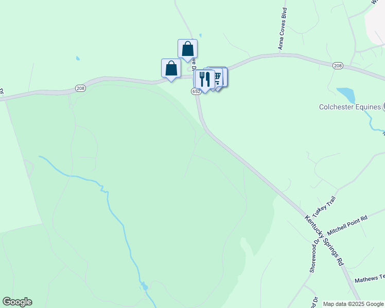 map of restaurants, bars, coffee shops, grocery stores, and more near Cutalong Way in Louisa County