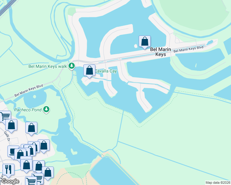 map of restaurants, bars, coffee shops, grocery stores, and more near 7 Caribe Isle in Novato