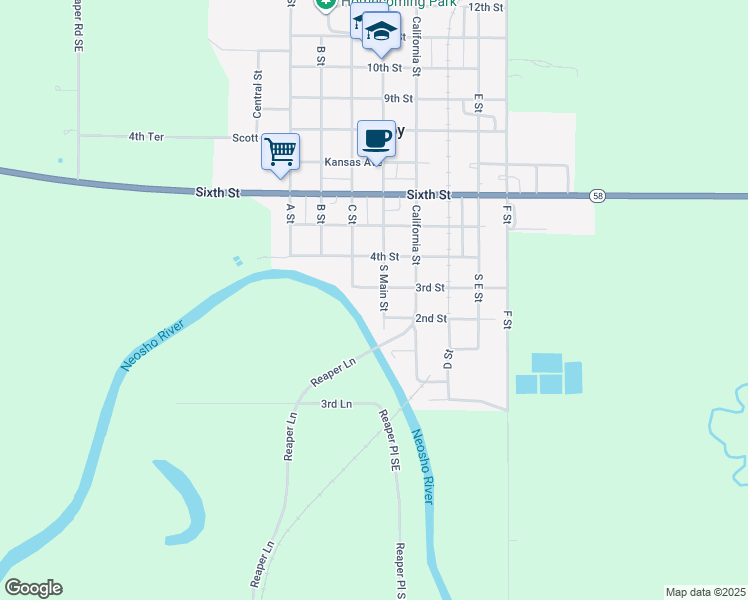map of restaurants, bars, coffee shops, grocery stores, and more near 317-399 3rd Street in Le Roy
