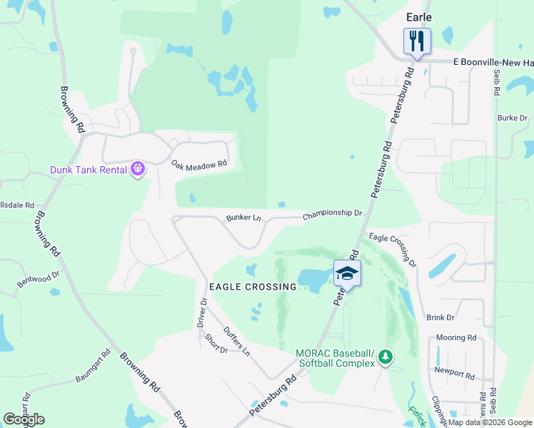 map of restaurants, bars, coffee shops, grocery stores, and more near 2210 Championship Drive in Evansville