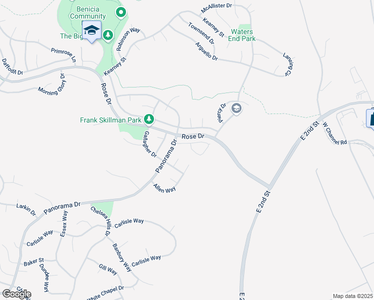 map of restaurants, bars, coffee shops, grocery stores, and more near 285 Columbia Circle in Benicia