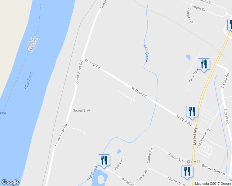 map of restaurants, bars, coffee shops, grocery stores, and more near 7020 Train Station Way in Louisville