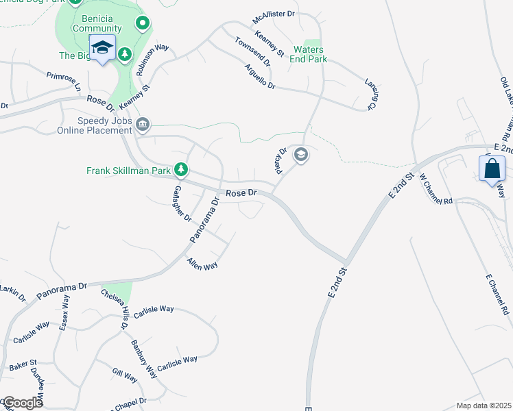 map of restaurants, bars, coffee shops, grocery stores, and more near 362 Columbia Circle in Benicia